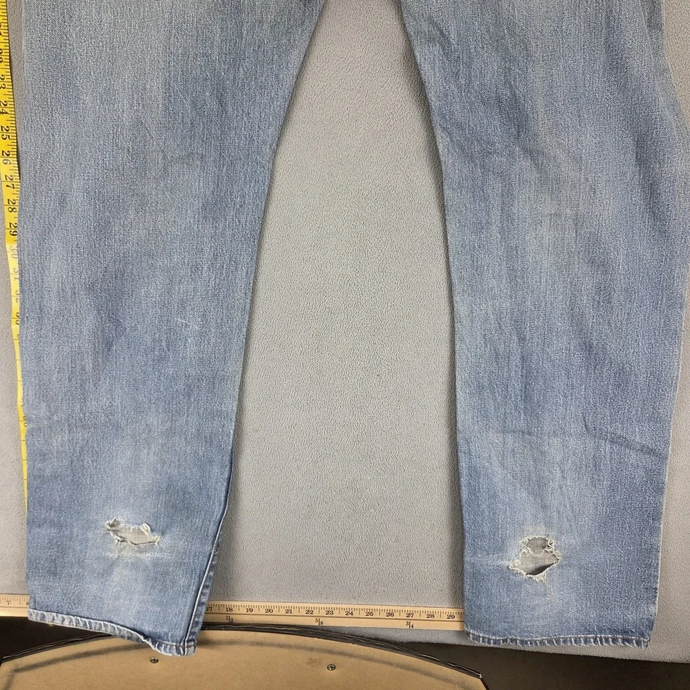 Edwin Jeans Mens 40x38 Blue Selvedge 505S Thrashed Whiskers Light Wash
